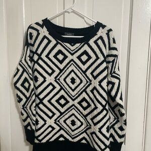 Black and White Geometric Sweater
